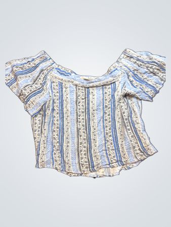 Blue and White Striped Off-the-Shoulder Top