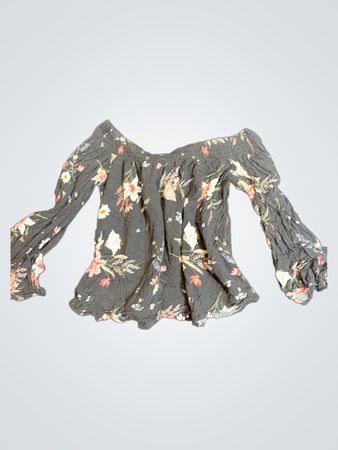 Gray Floral Blouse