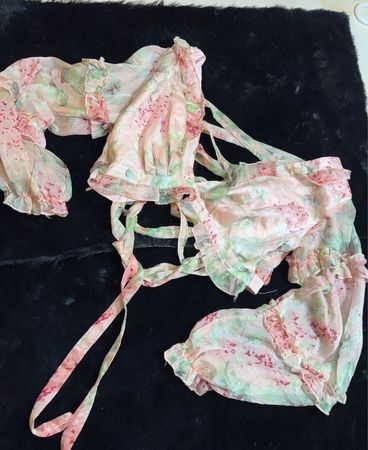 Unbranded Pastel Floral Ruffled Chiffon Top