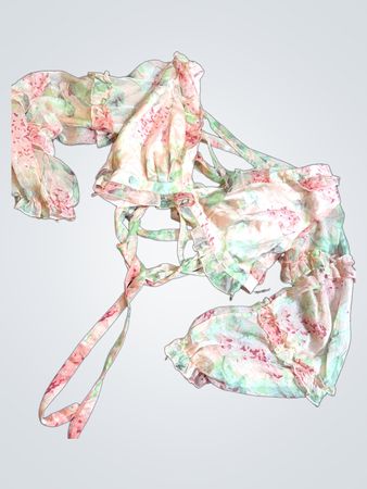 Unbranded Pastel Floral Ruffled Chiffon Top