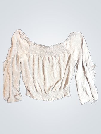Unbranded Light Gray Off-Shoulder Smocked Blouse