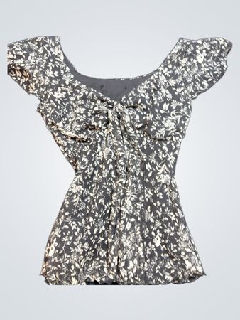 Gray Floral Blouse