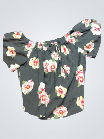 Gray Floral Blouse