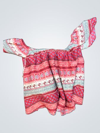 Unbranded Red Paisley Off-Shoulder Blouse