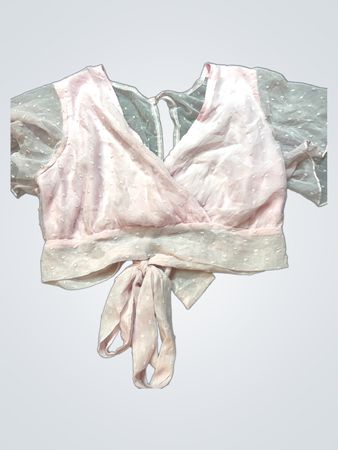 Unbranded Sheer Pink Wrap Crop Top