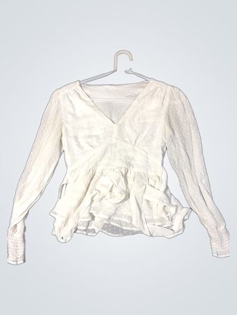 White Long-Sleeve Peplum Top