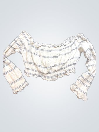 Women's White Striped Off-the-Shoulder Top