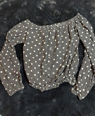 Gray Polka Dot Blouse