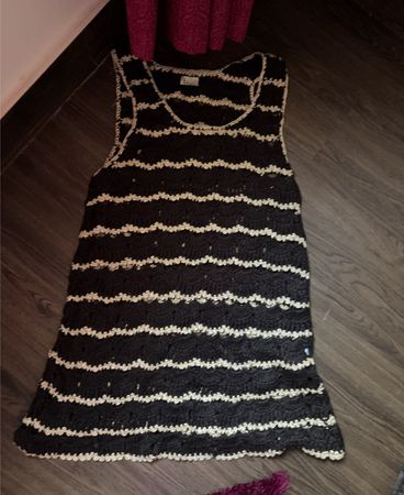 Schwarz und Beige Gestreifte Strickwaren