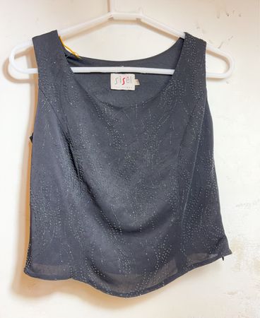 Sisel verzierter schwarzer Tanktop
