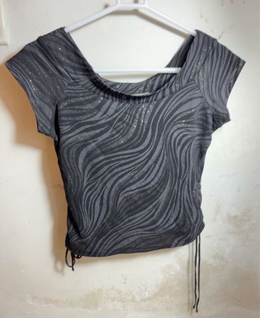 Grau Zebra Druck Oberteil mit Kordeln