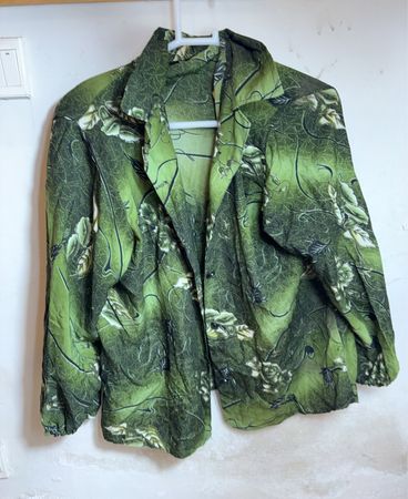 Grünes Floral-Print Hemd mit Knopfleiste