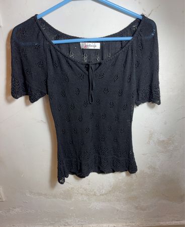 Jolie Moi Schwarz Spitze Strickoberteil