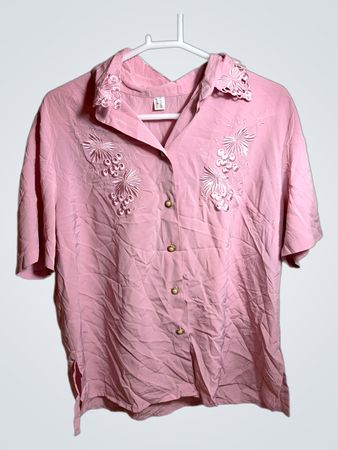 Rosa bestickte Bluse