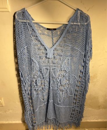 Blue Crochet Kaftan Cover-Up