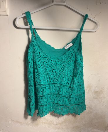 Papaya Teal Crochet Tank Top