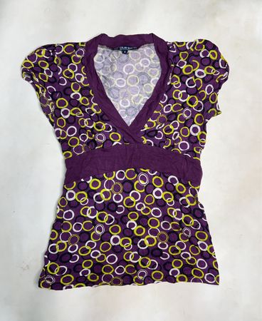 Blue Sand Printed V-Neck Blouse