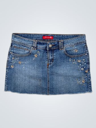 Bennie B Embellished Denim Mini Skirt