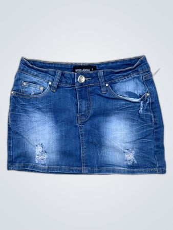Miss Anna Distressed Denim Mini Skirt