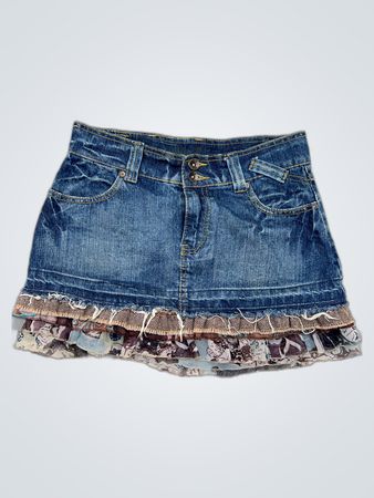 Diesel Denim Mini Skirt with Ruffle Hem