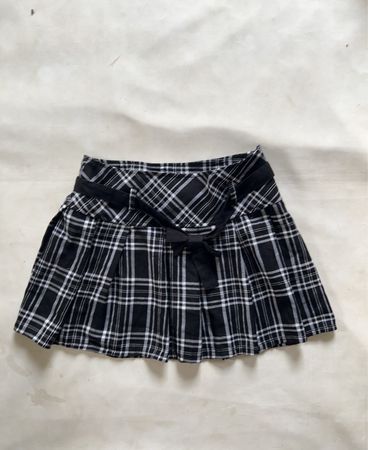 Crashone Black and White Plaid Mini Skirt