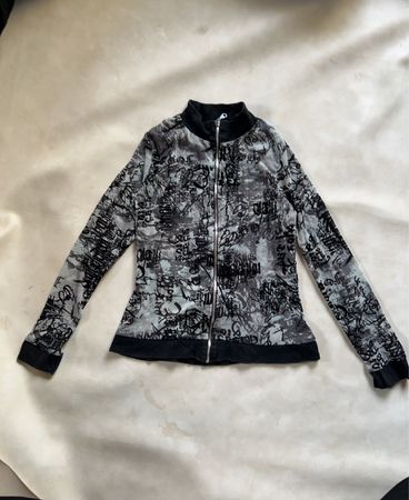 Graffiti Print Zip-Up Jacket