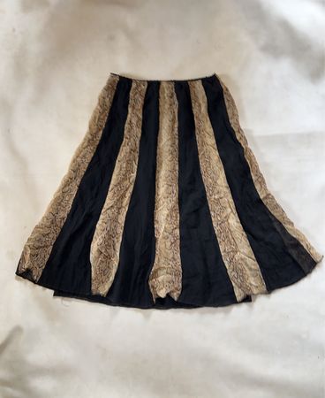 Black and Beige Striped Skirt