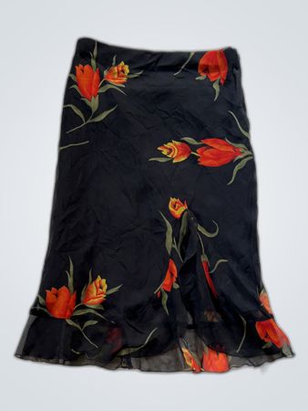 Black Floral Print Mini Skirt