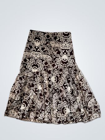 Unbranded Black Embroidered Cotton Midi Skirt