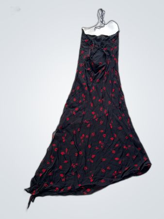 Black Red Floral Slip Maxi Dress