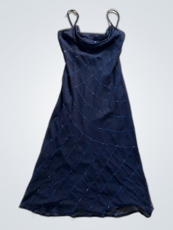 Unbranded Navy Blue Satin Slip Dress