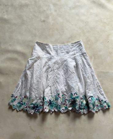 White Floral Skirt