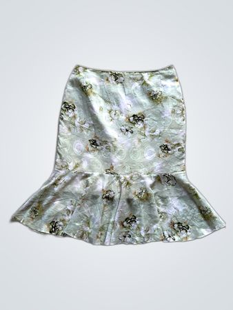 Green Floral Peplum Skirt