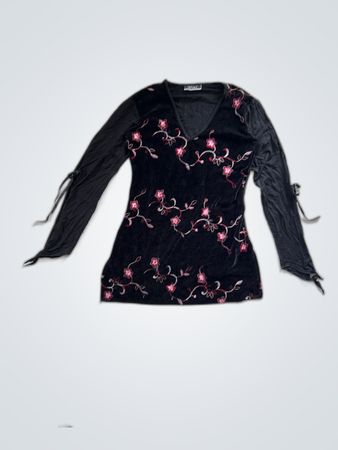 Miel Paris Black Floral Top