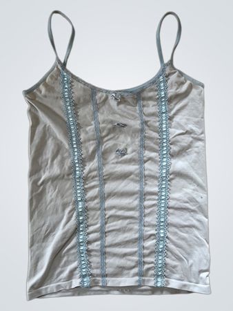 Grey Lace Trim Cami Top