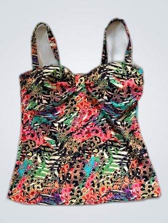 Lentiggini Multicolor Animal Print Swim Top