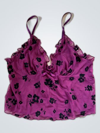 Unbranded Purple Floral Lace Cami Top