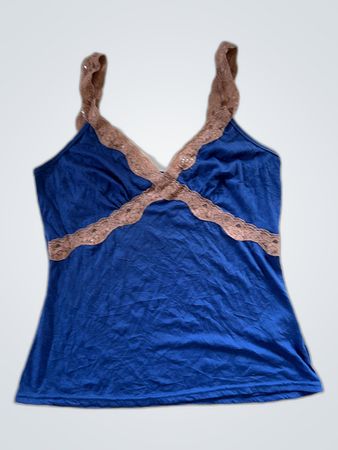 Blue Camisole with Lace Trim