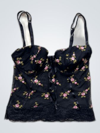 Black Floral Bustier