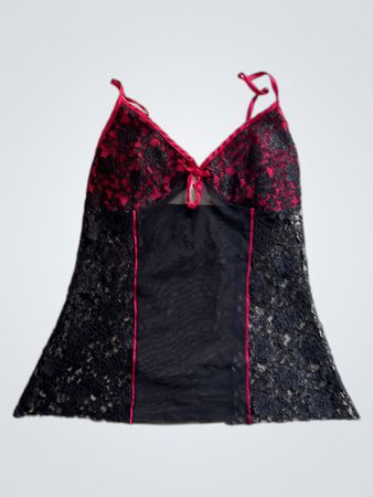 Black Lace Camisole with Red Trim