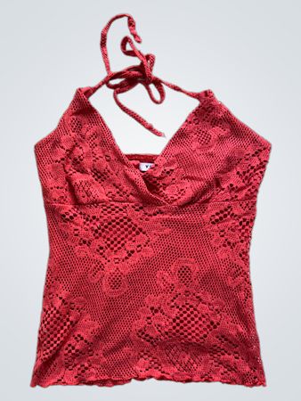 Vila Red Lace Halter Top