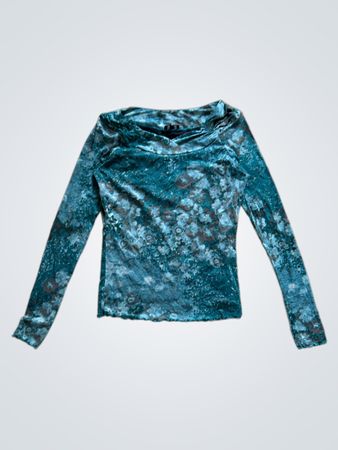 YORN Blue Floral Long-Sleeve Top