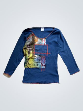 Jacqueline Riu Blue Long-Sleeve Top
