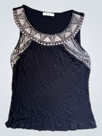 Black Lace Trim Tank Top