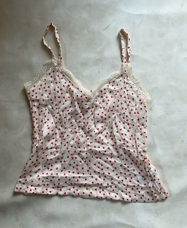 UP2 Fashion Heart Print Lace Cami Top
