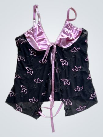 Contelli Black Floral Mesh Cami Top