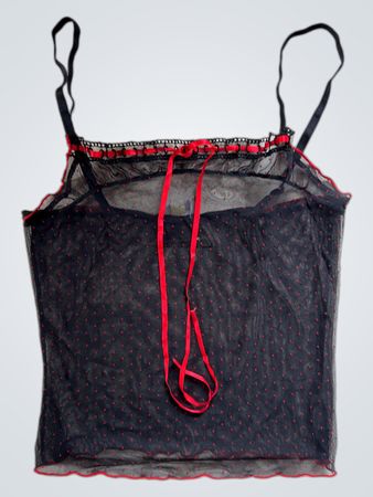 intimissimi Black Mesh Camisole with Red Trim