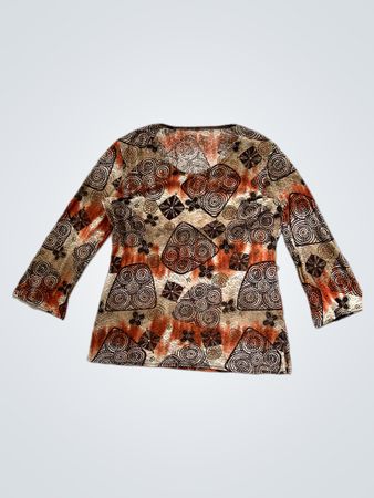 Blouse with Orange and Brown Pattern