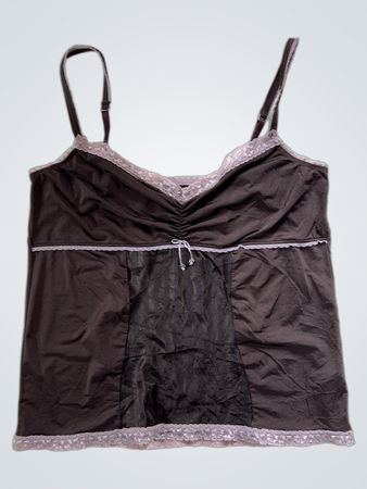 Brown Camisole with Lace Trim