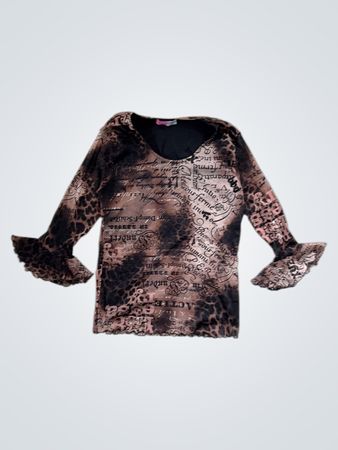 Brown Animal Print Long Sleeve Top